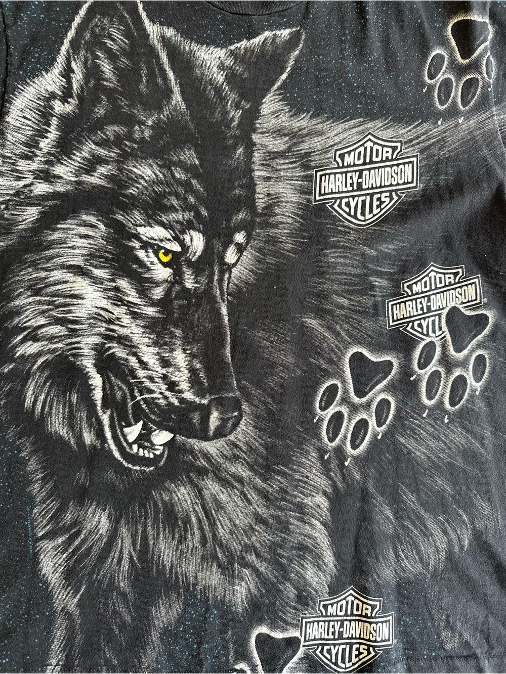 Vintage Harley Davidson Wolf Chicago All Over Print T Shirt USA Single Stitch M